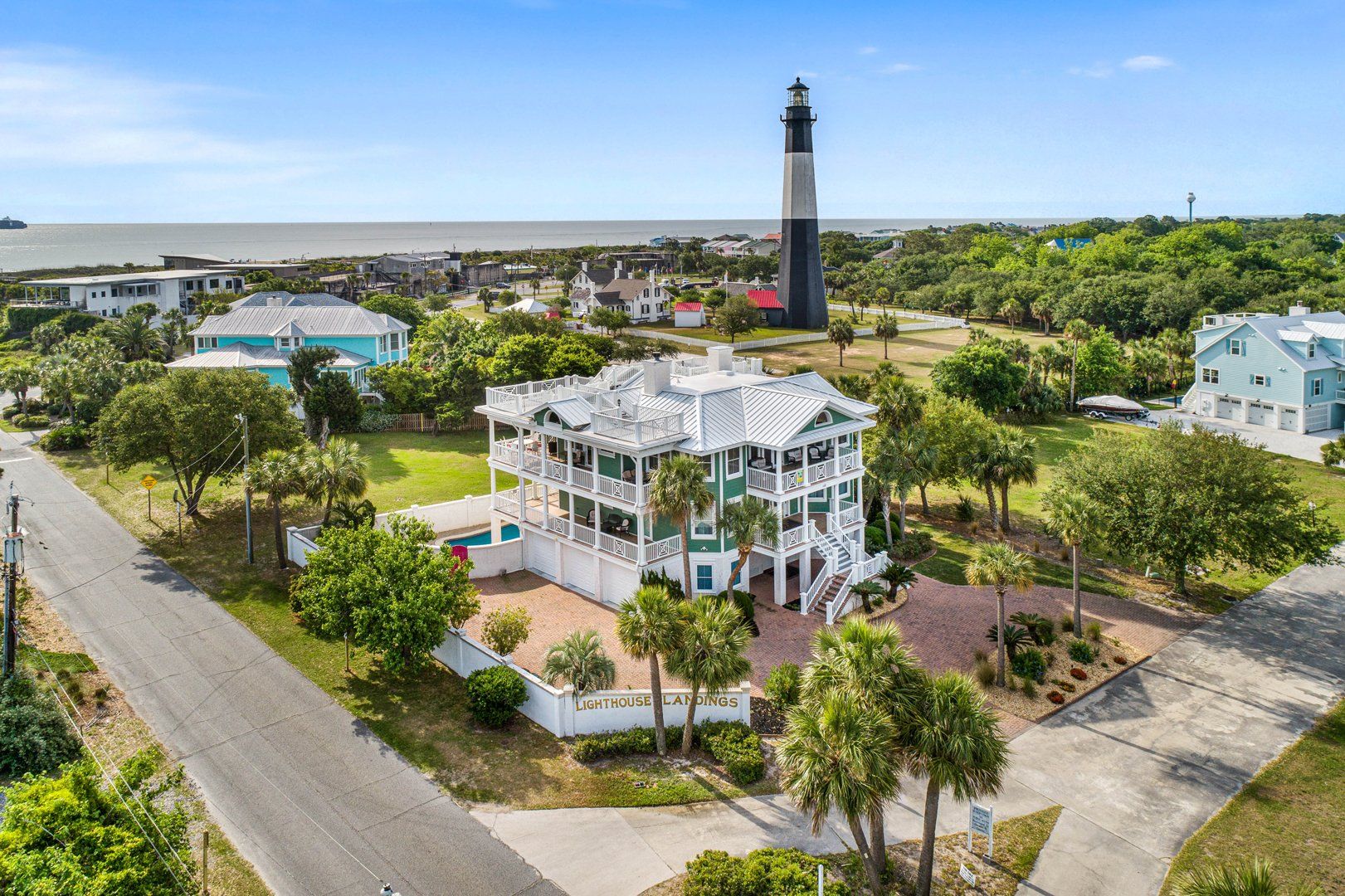 View of Luxury Tybee Island Vacation Rental and Lighthouse