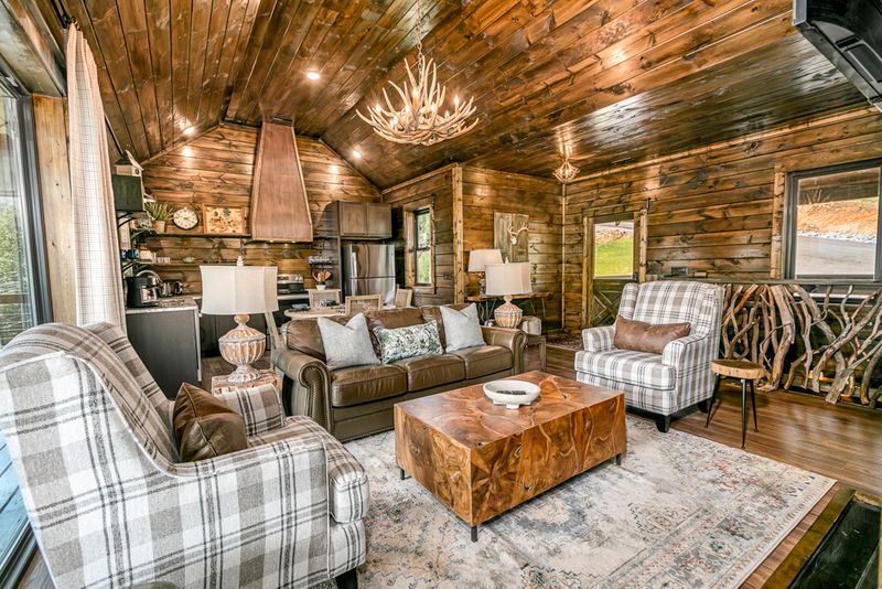 cabin chic vacation rental living space