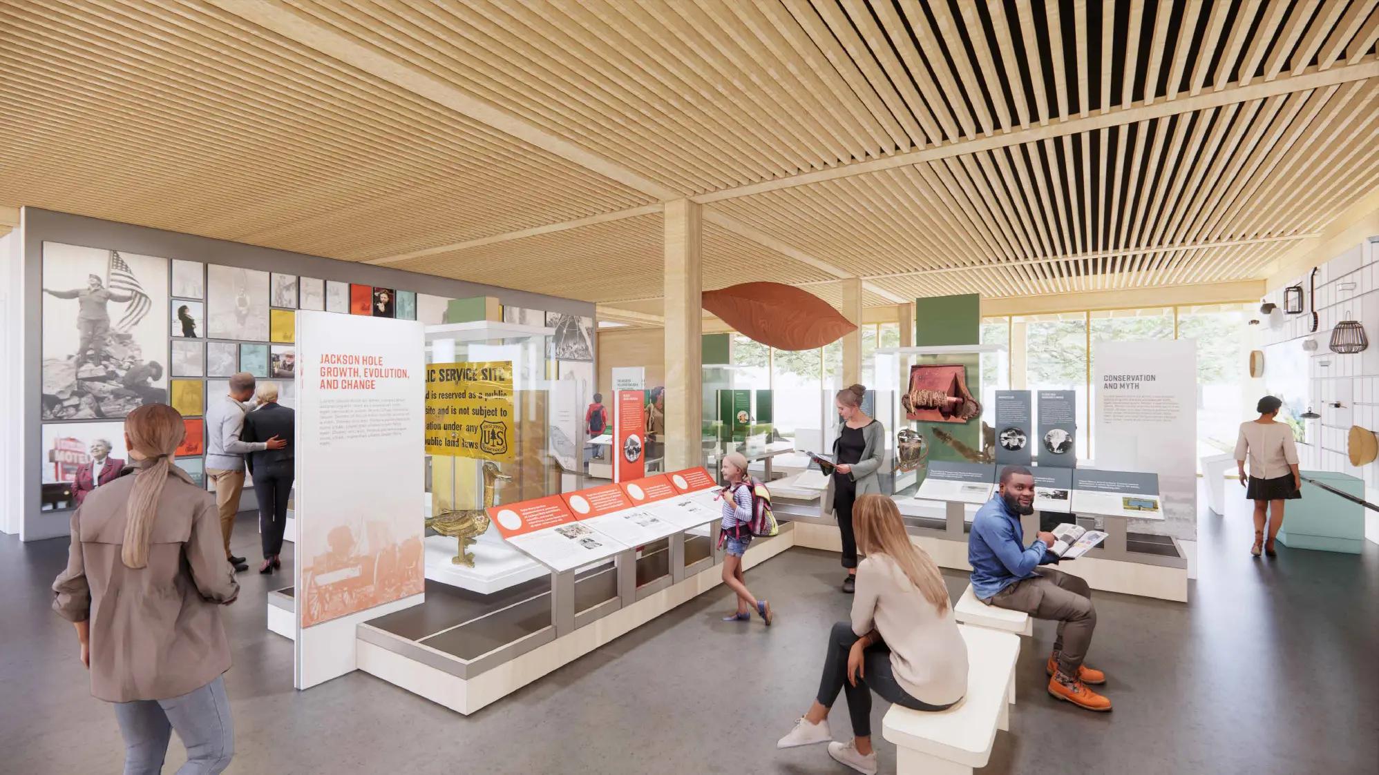 Visitors explore interactive exhibits inside the Jackson Hole History Museum, learning about the town’s growth and culture. The open layout and displays make it easy for families and history lovers to enjoy. This museum is a great indoor stop in downtown Jackson Hole.