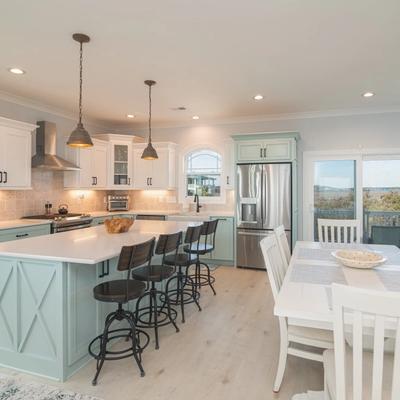 Open kitchen in a Holden Beach vacation rental.