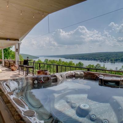 Hot tub at a Finger Lakes vacation rental.