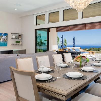Open layout with dining and living space.