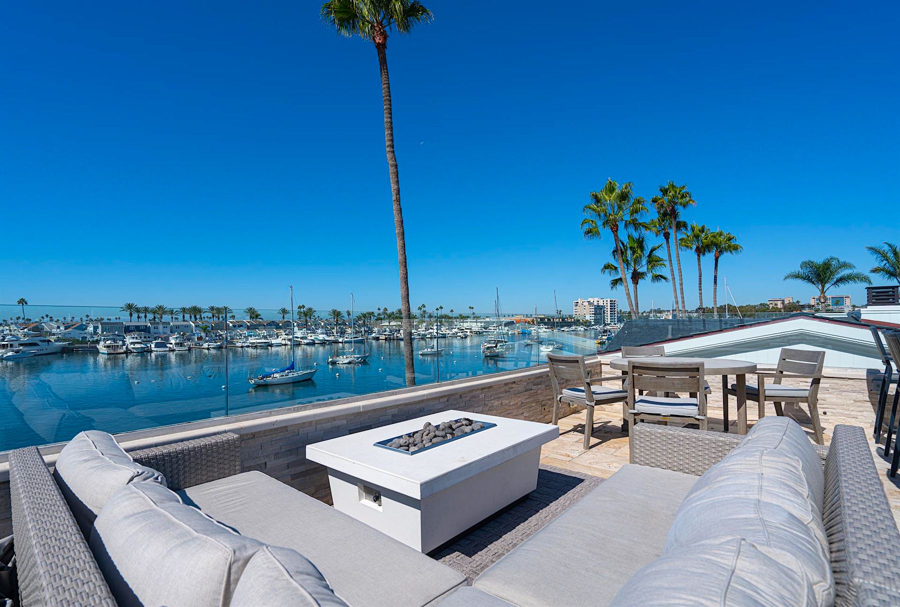 Panoramic Views Of Lido Sound From Rooftop Deck of A Luxury Newport Beach Vacation Rental