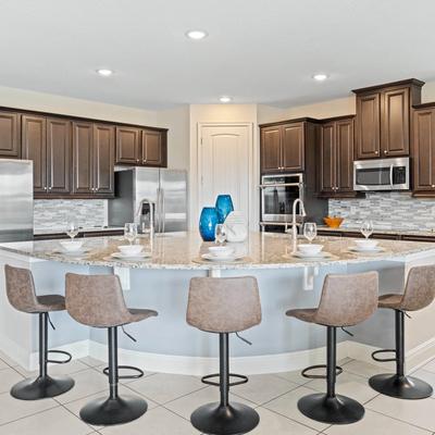 Kitchen with plenty of seating in an Orlando vacation rental.