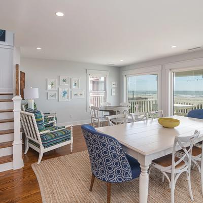 Dining space with an ocean view.