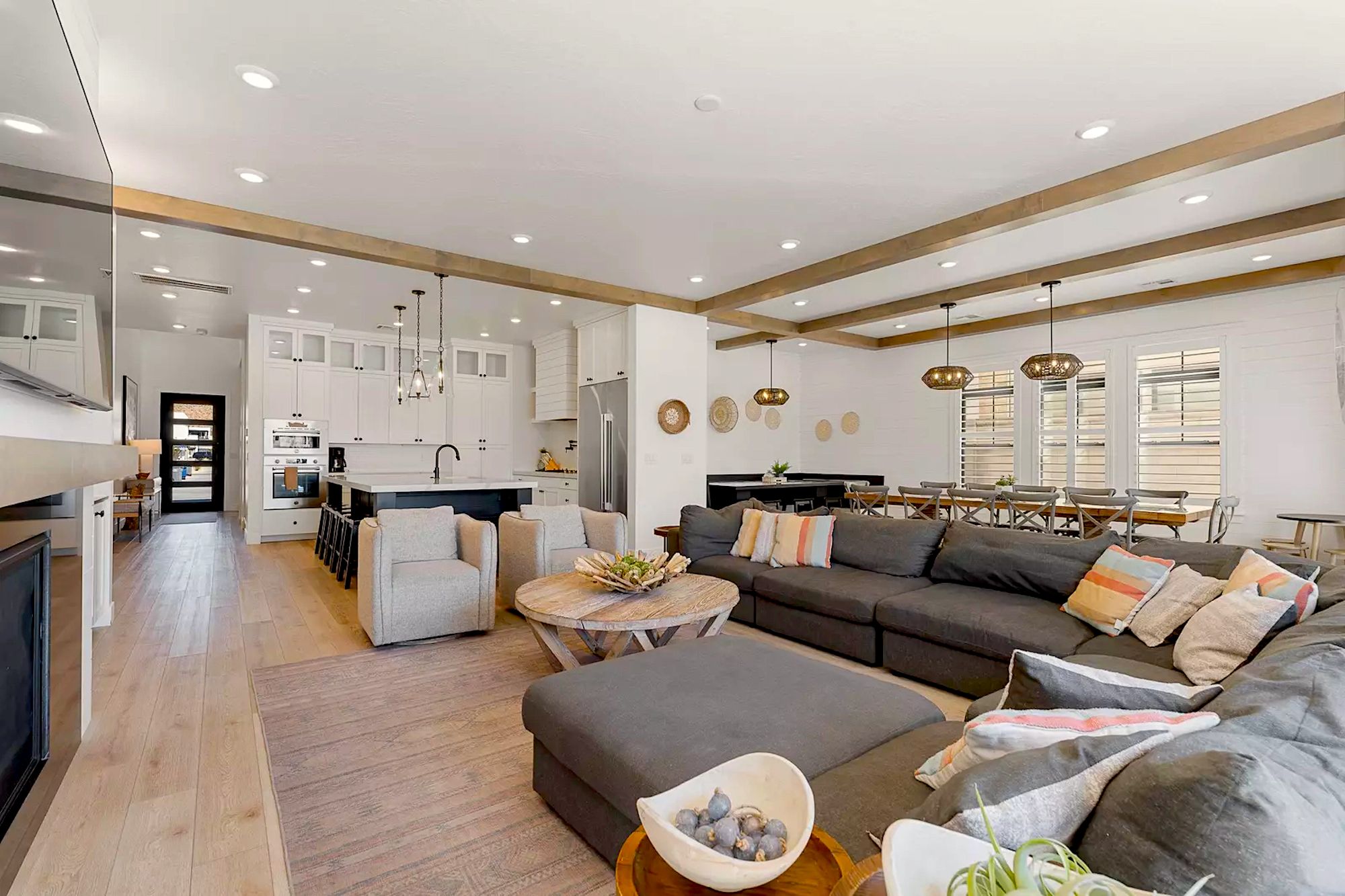 View of Large Kitchen, Living Room and Dining Room in St. George Utah Luxury Vacation Rental