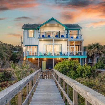 Exterior view of an oceanfront Folly Beach vacation rental.