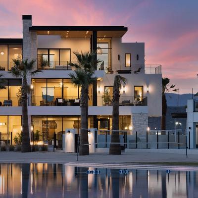 Sunset View of Pura Vista House and Pool