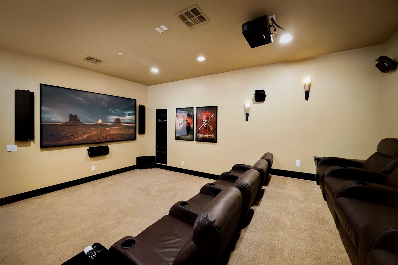 Home Theater With Recliners in Scottsdale Luxury Vacation Rental