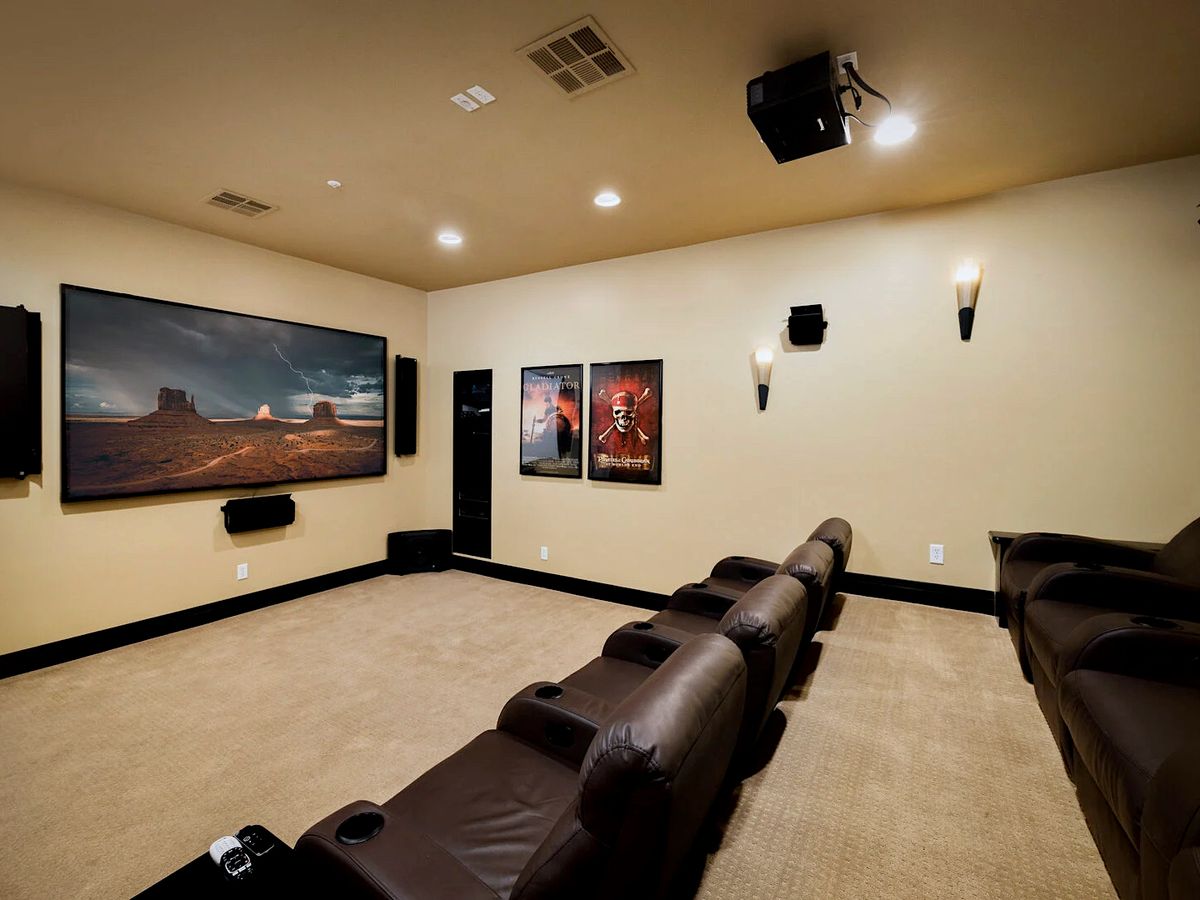 Home Theater With Recliners in Scottsdale Luxury Vacation Rental