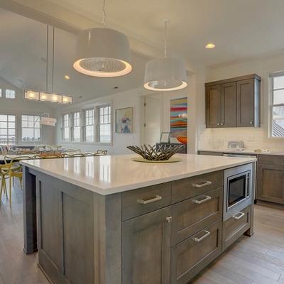 Kitchen Island with modern lights