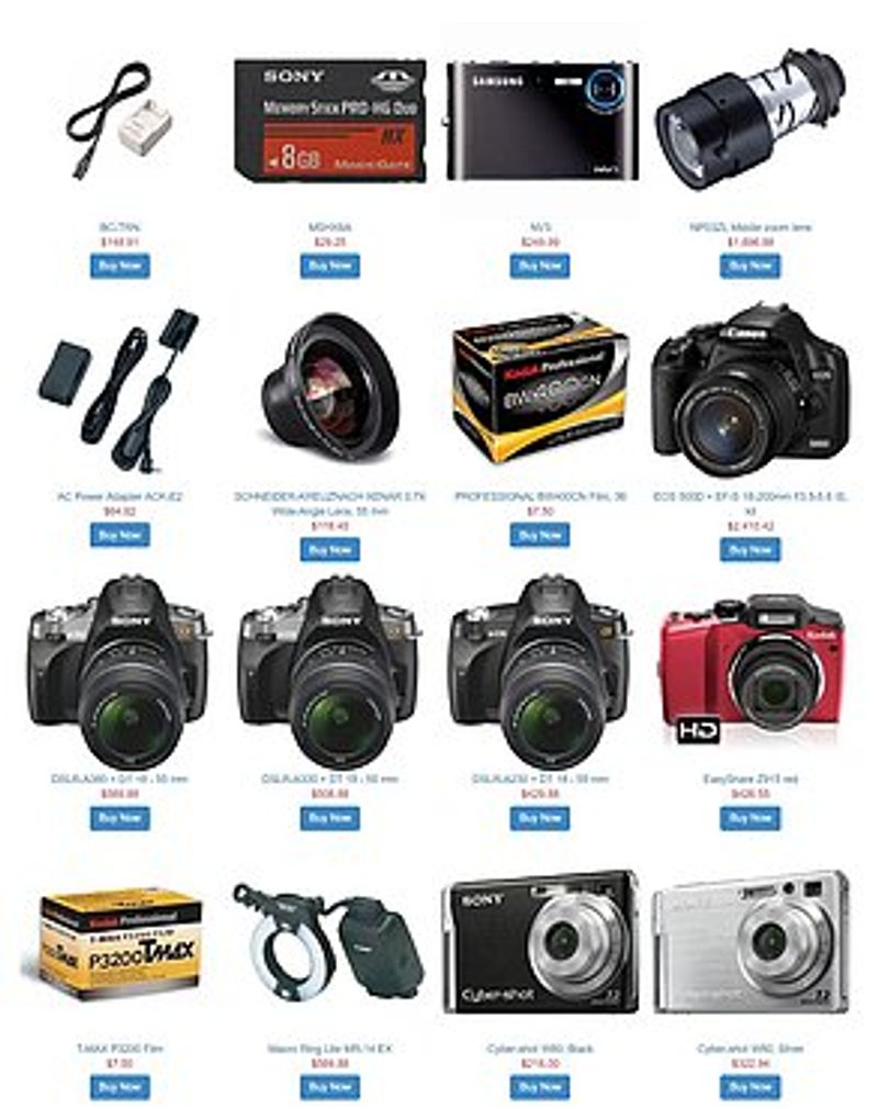 Product list page