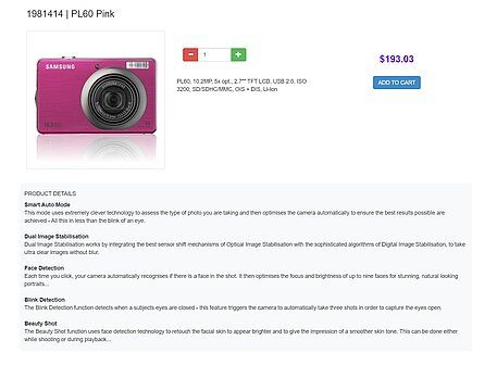 Product detail page
