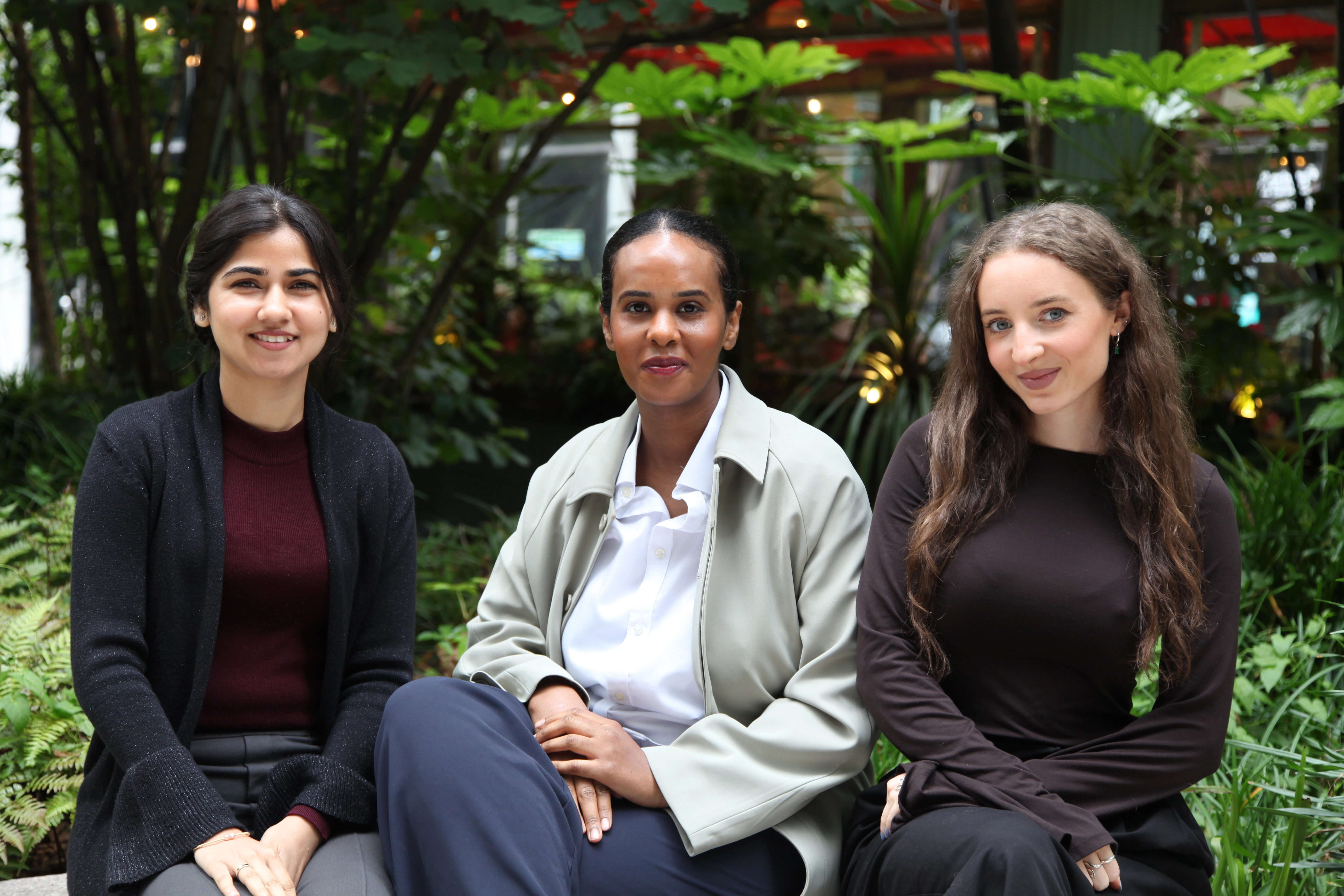 Mallika, Fatima and Amy in Hardman Gardens, Spinningfields