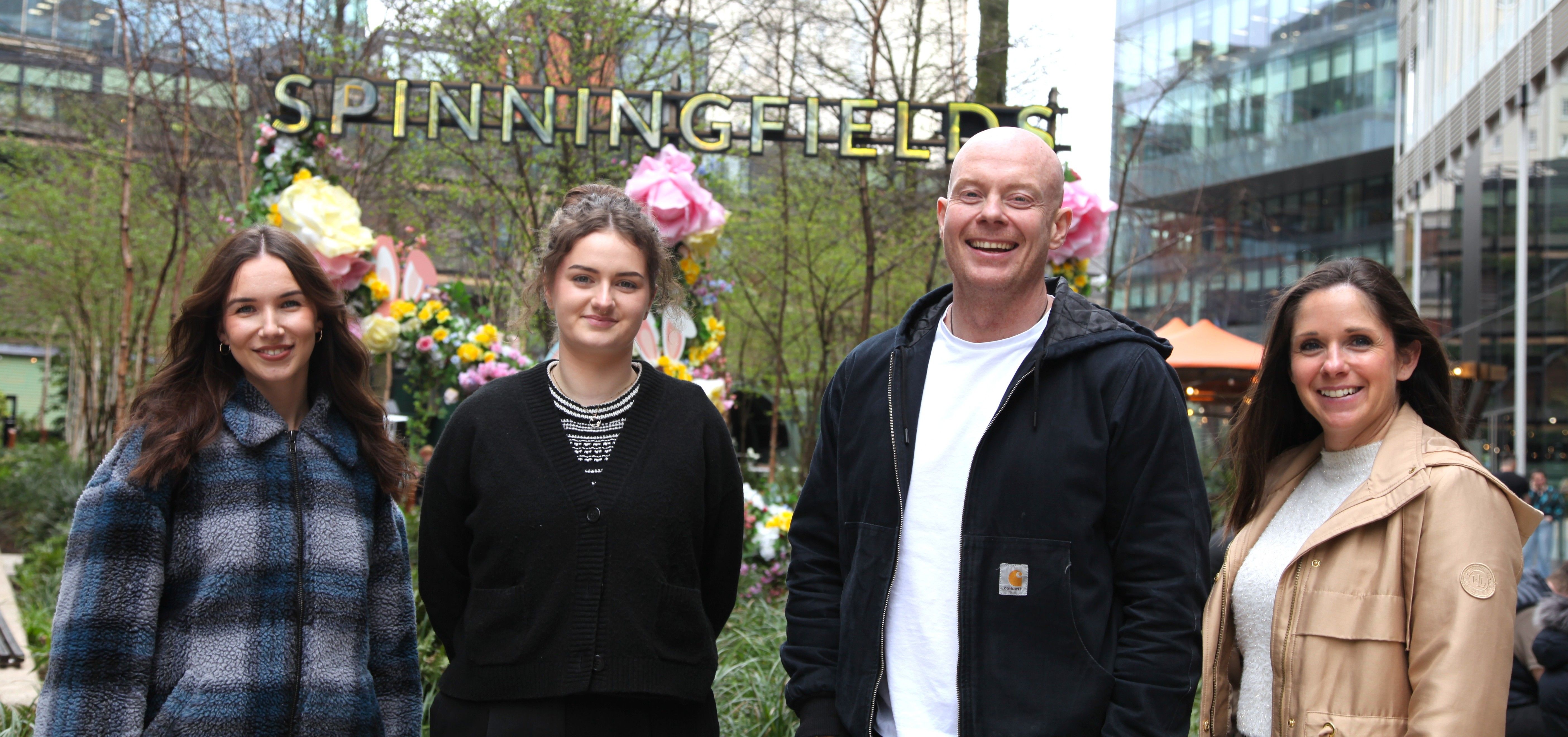 Emily, Caitlin, Pete and Gillian in Spinningfields