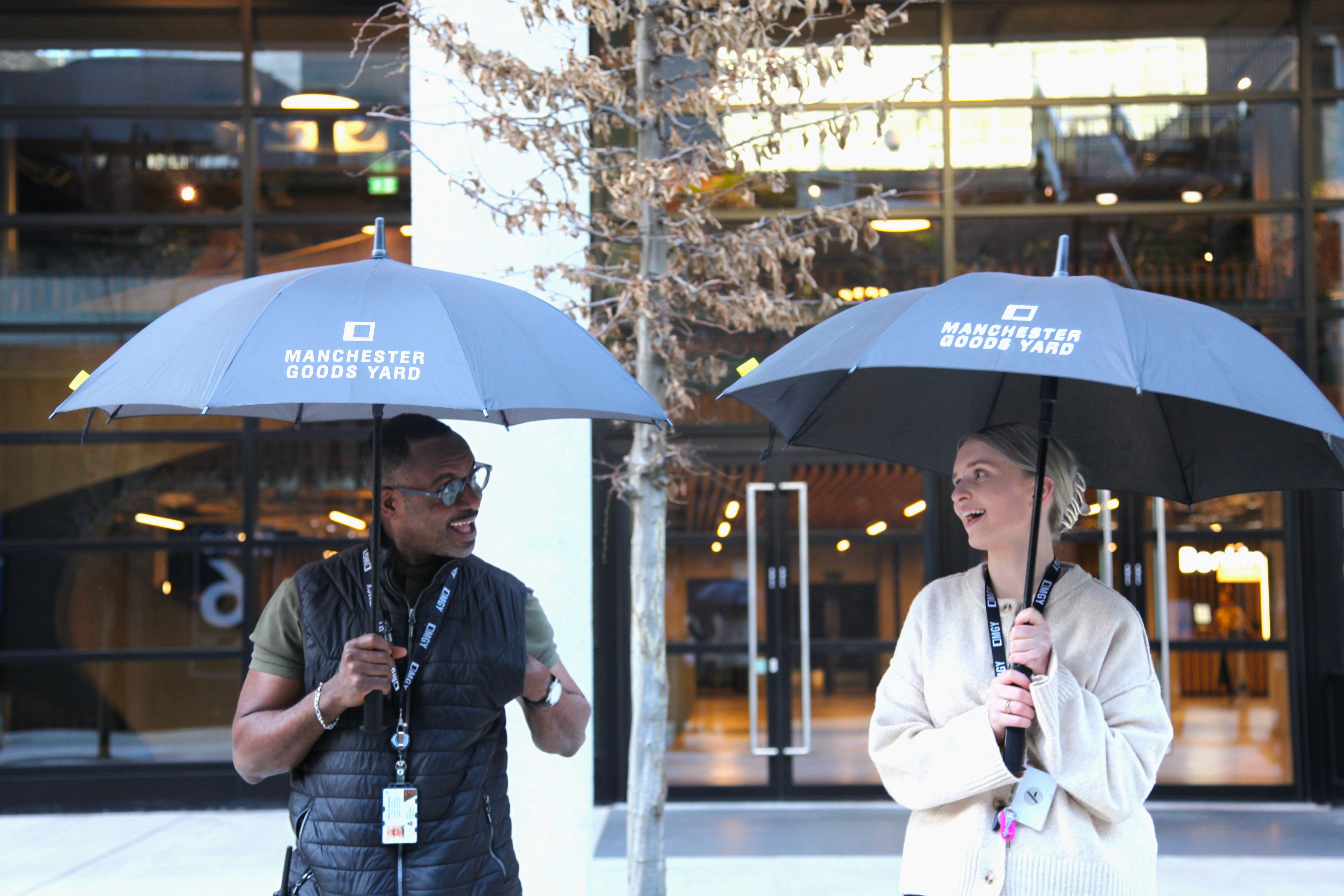Drip Drop umbrellas at Manchester Goods Yard