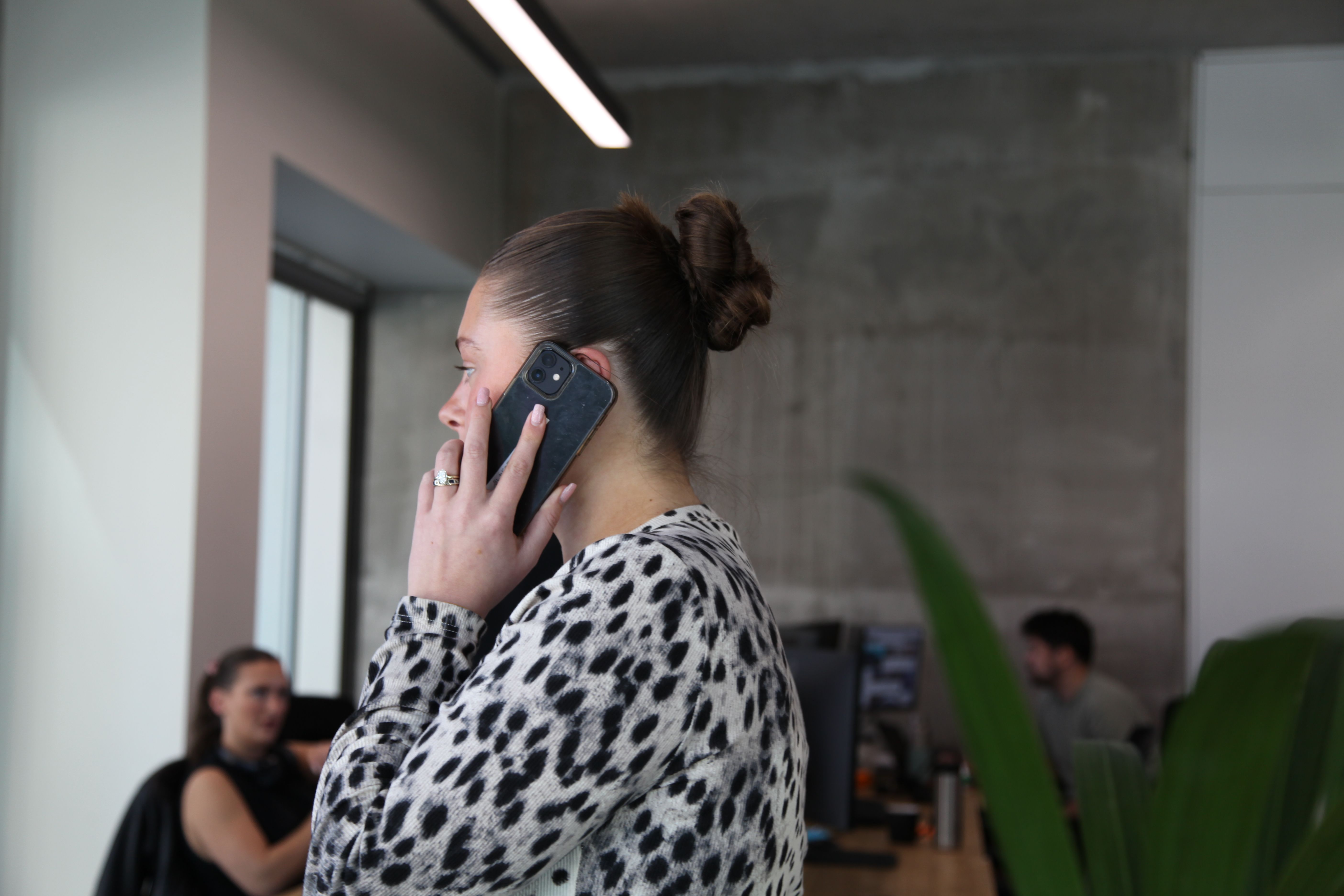 Amy taking a call