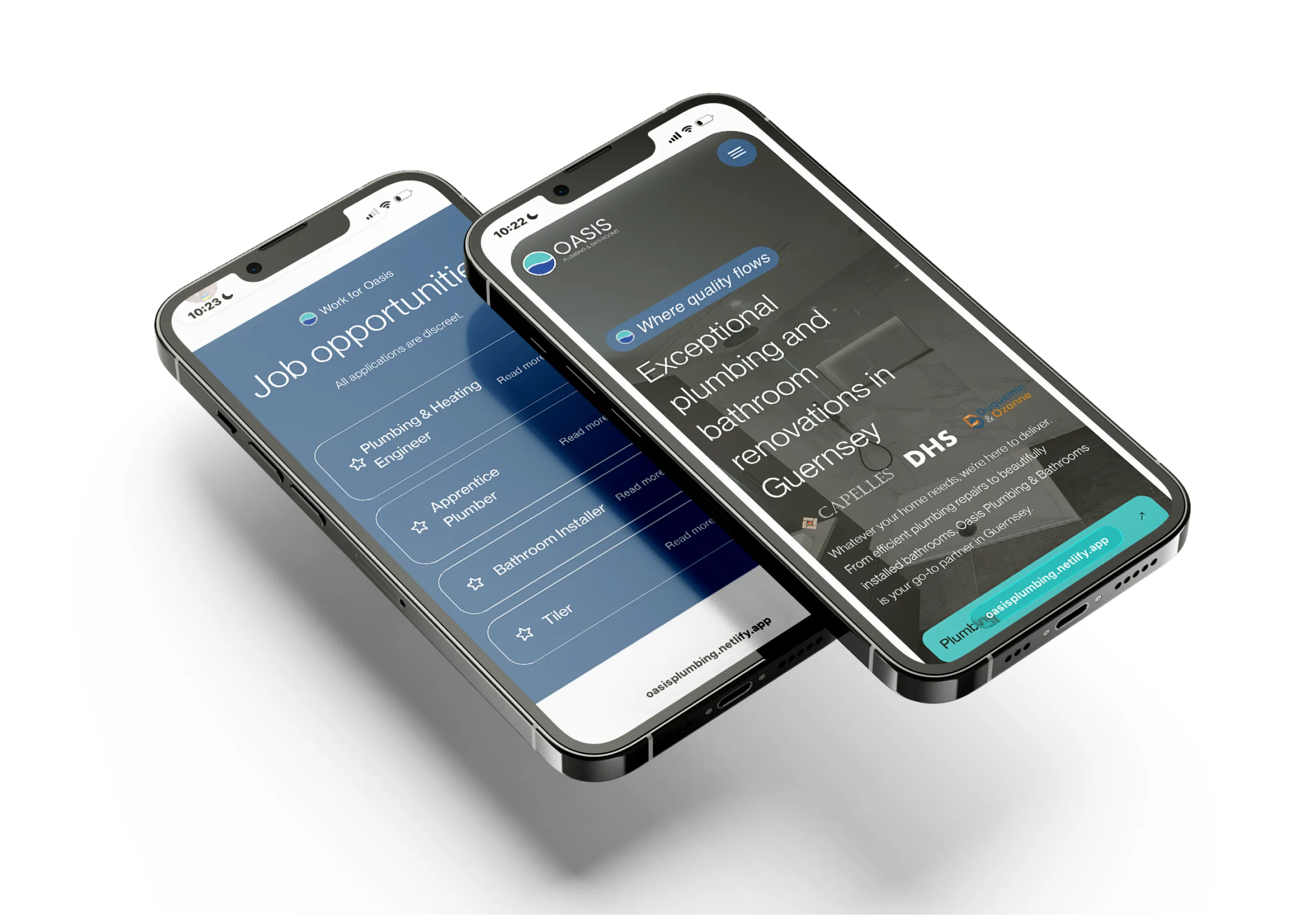 Oasis plumbing & bathrooms website mockup