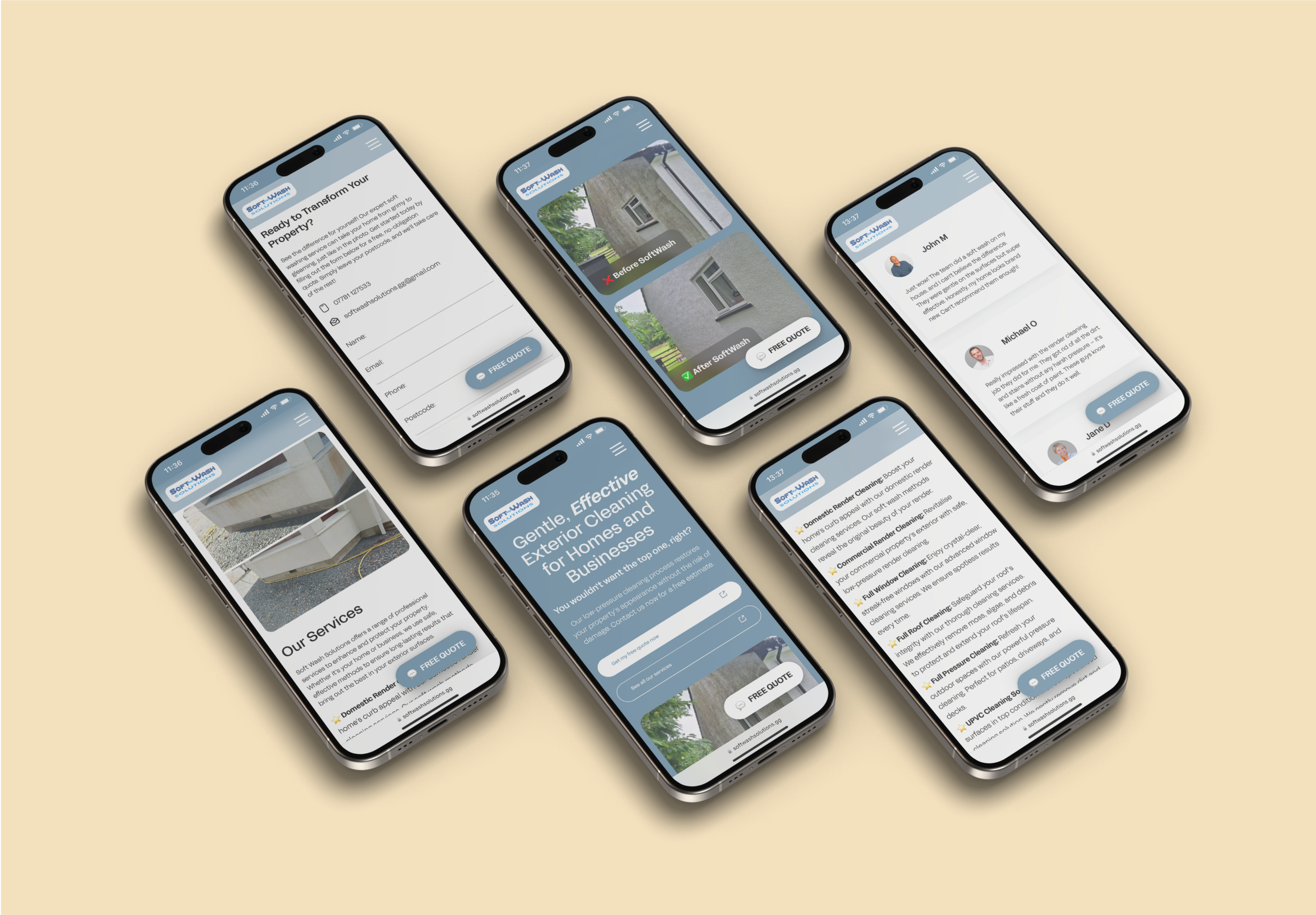 Softwash Solutions 6 Screen Mobile Mockup