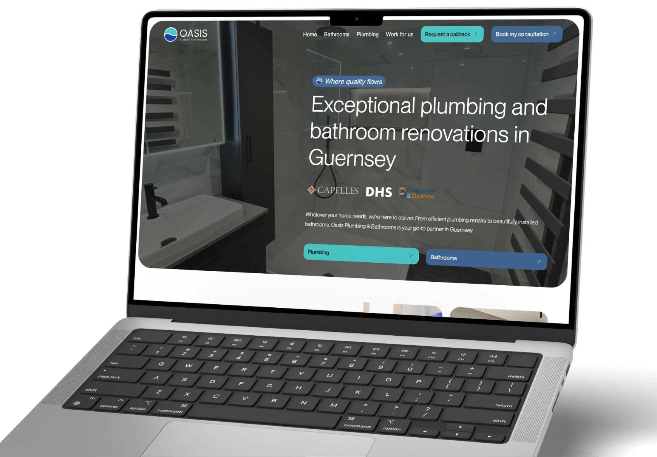 Oasis Website Home Page MacBook MockUp