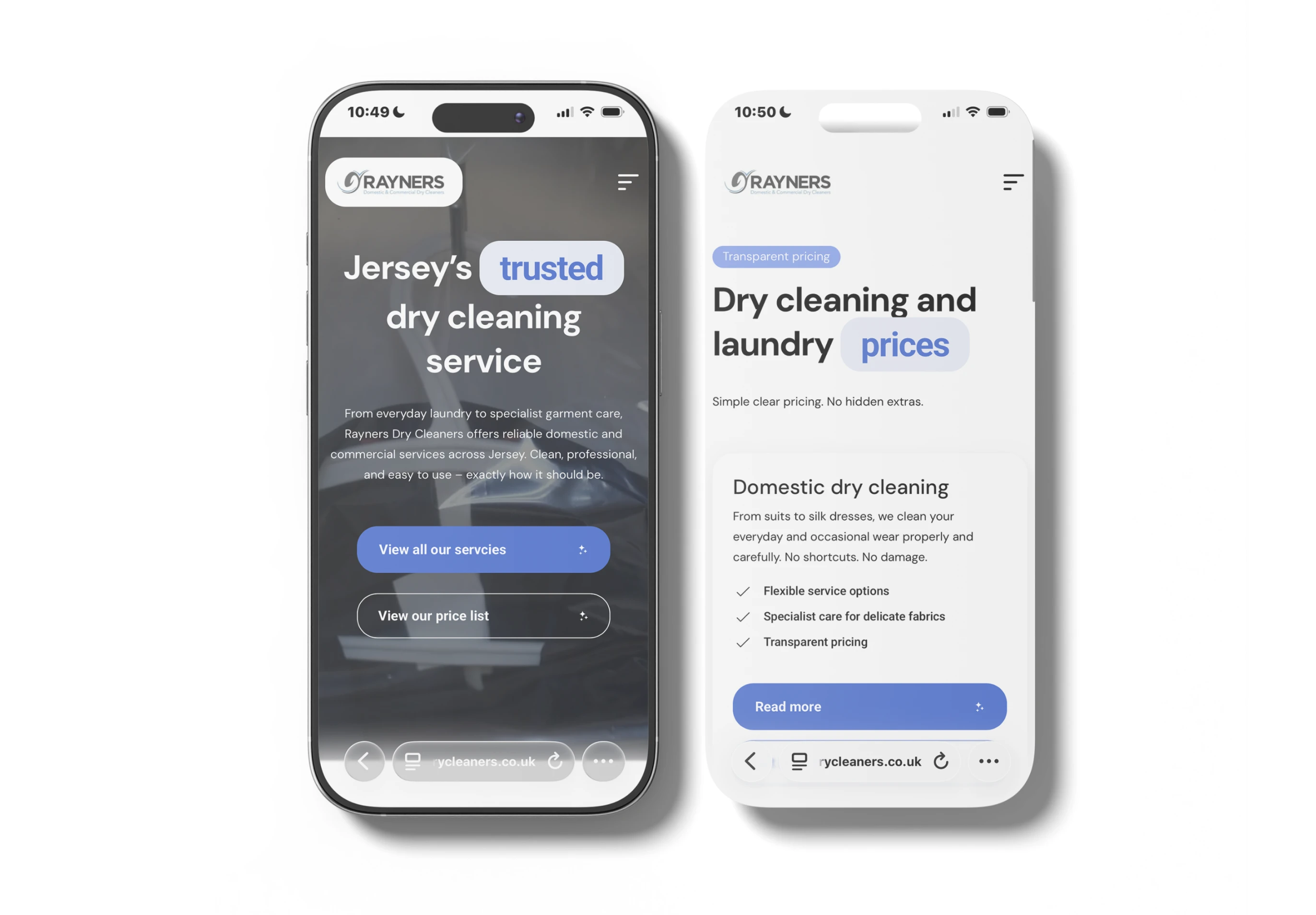 Rayners Website Mockup IPhones