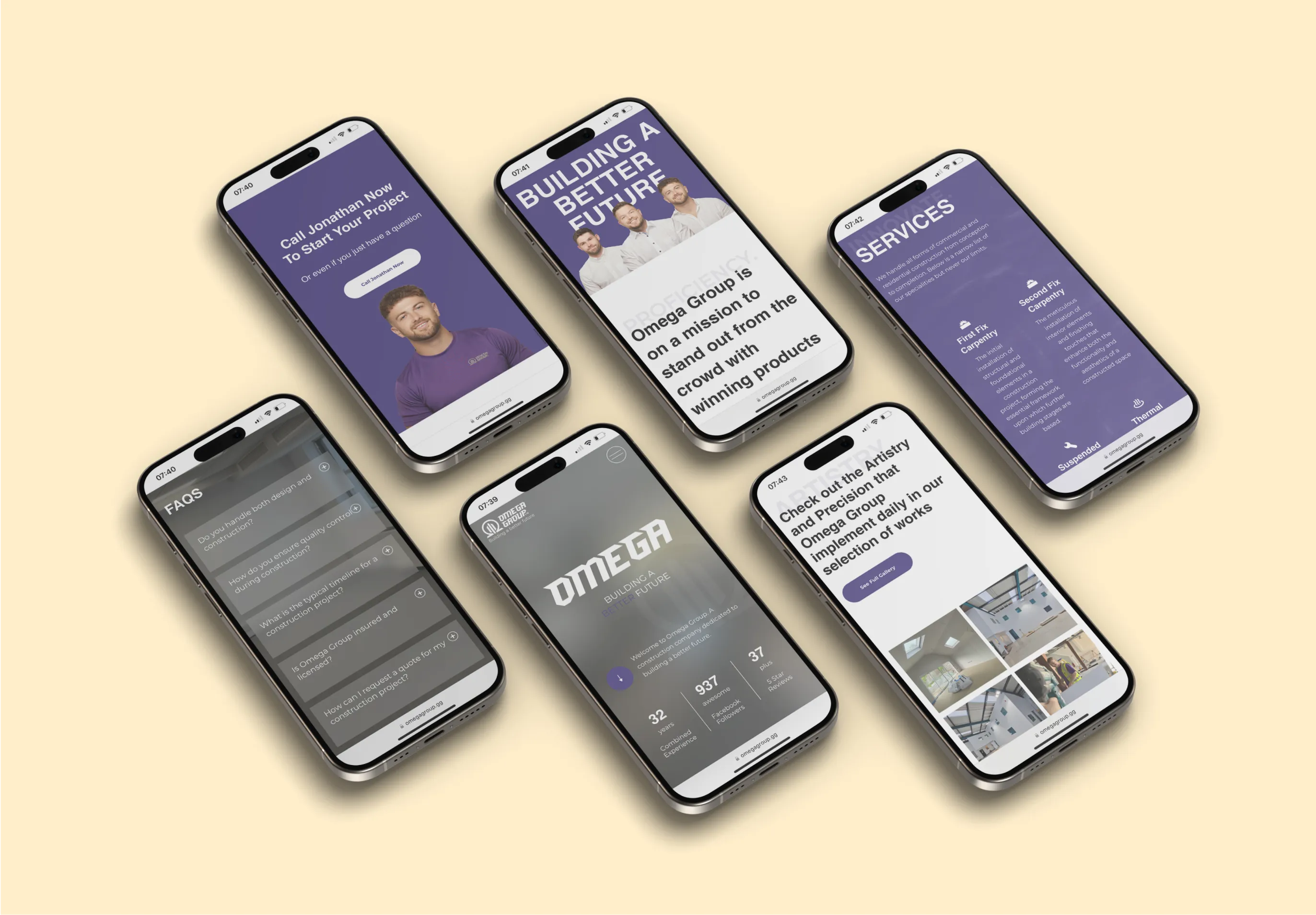 Omega Group Website Mobile Mockups