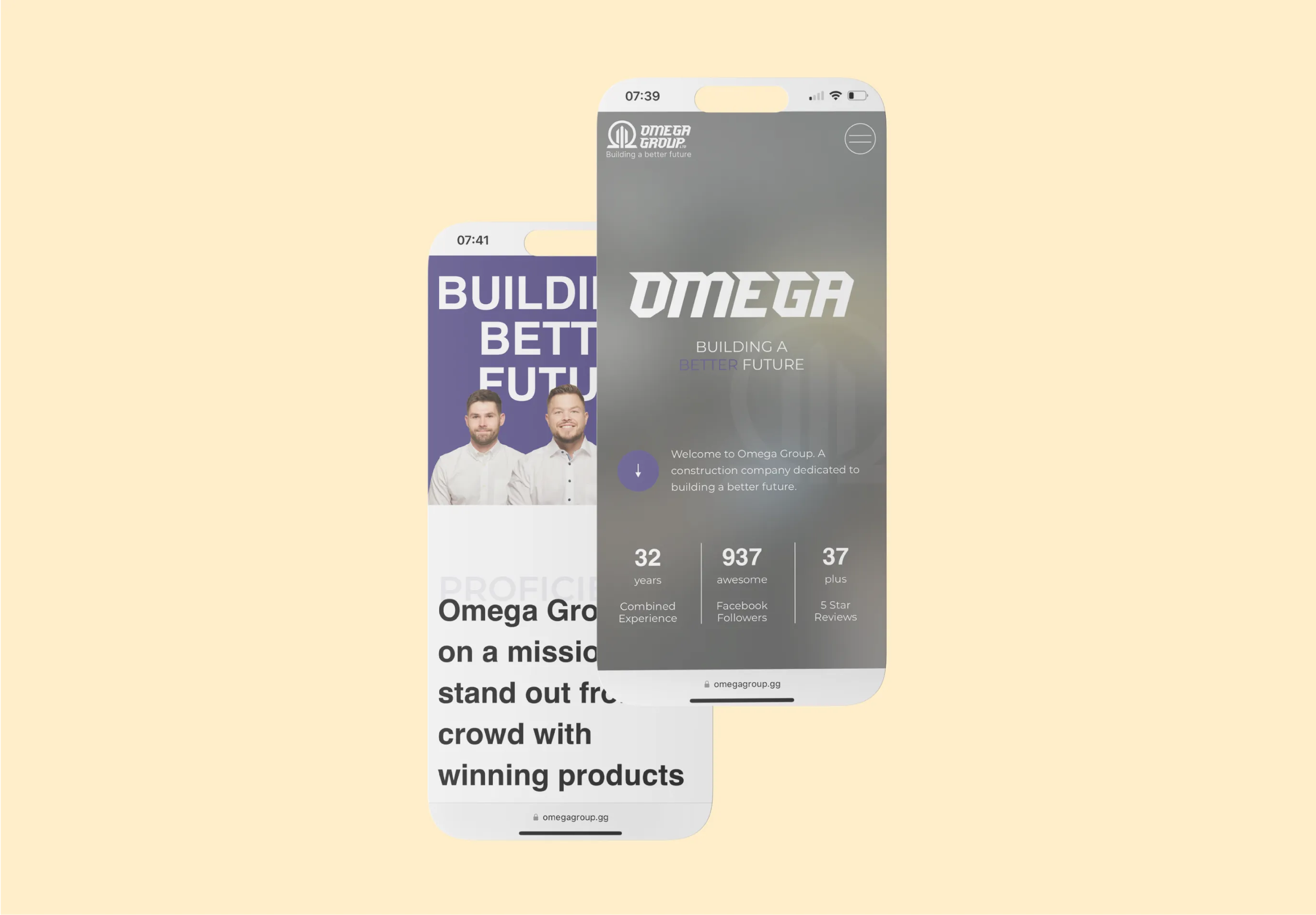 Omega Group Website Mobile Mockups