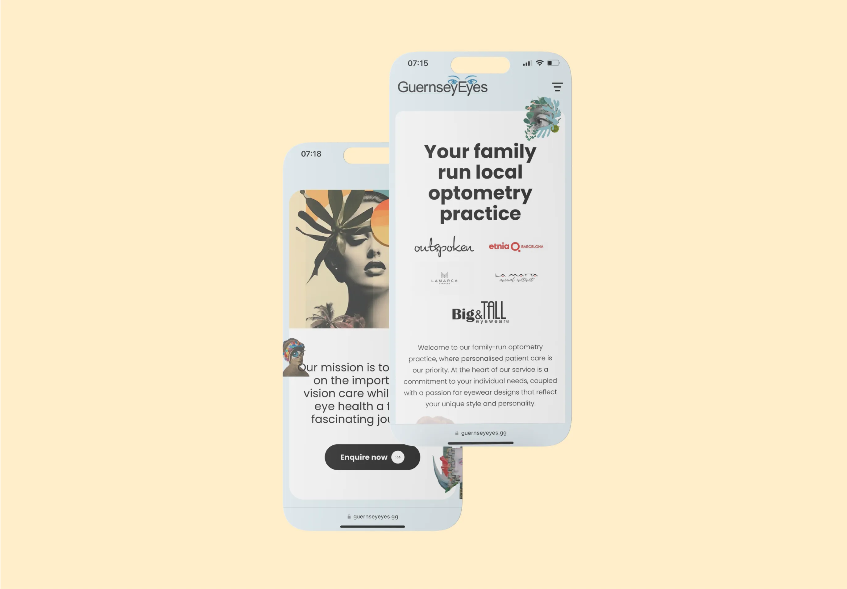 Guernsey Eyes 2 Screen Mobile Mockup