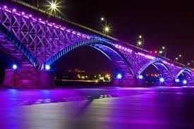 The Peace Bridge Lit up for Chiari Malformation Awareness