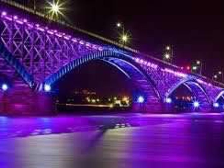 The Peace Bridge Lit up for Chiari Malformation Awareness