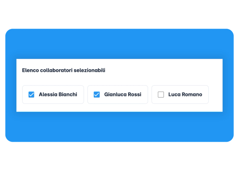 Seleziona i collaboratori che possono ricevere prenotazioni