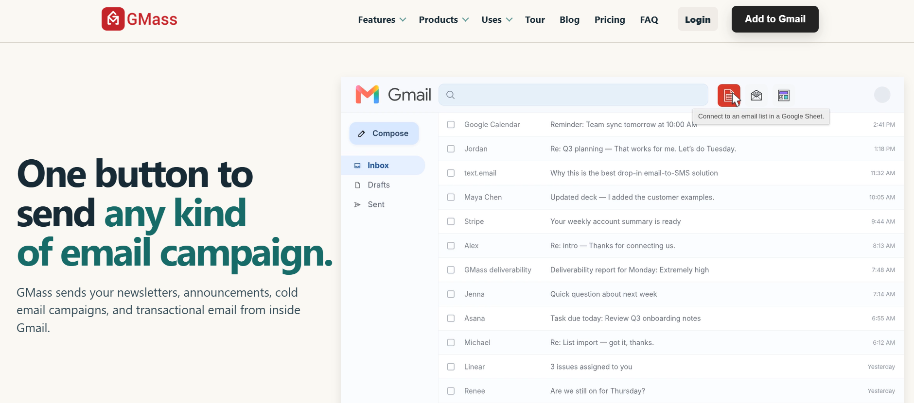 GMass free cold outreach tool sending campaigns straight from Gmail