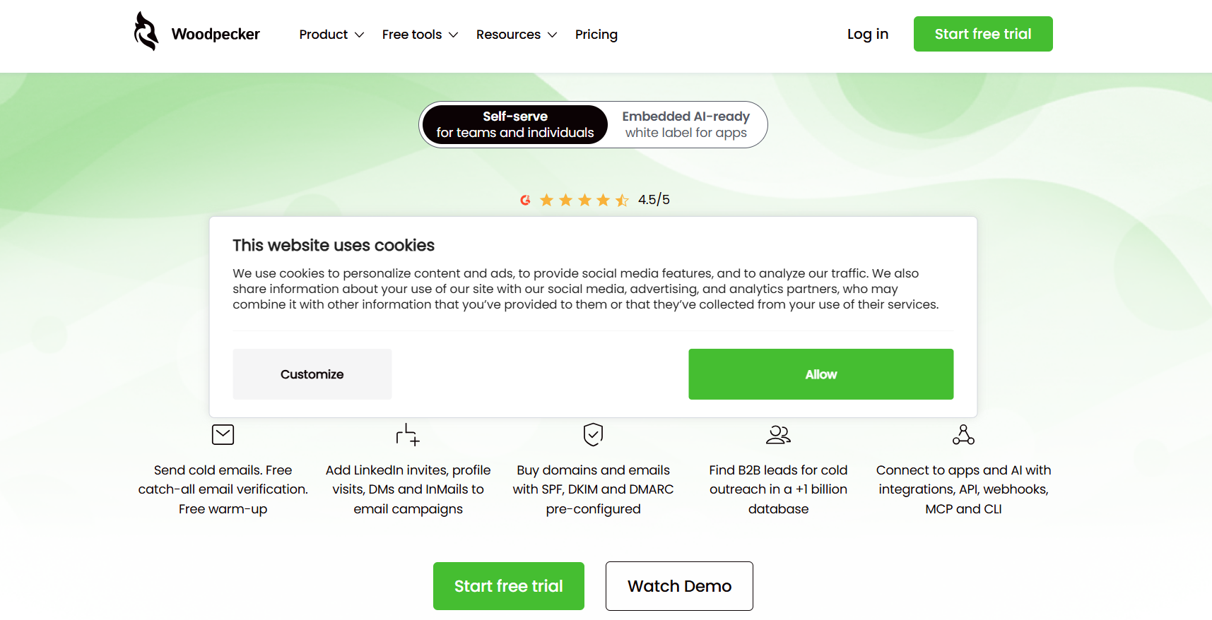 Woodpecker cold outreach tool with condition-based email campaigns and built-in warmup
