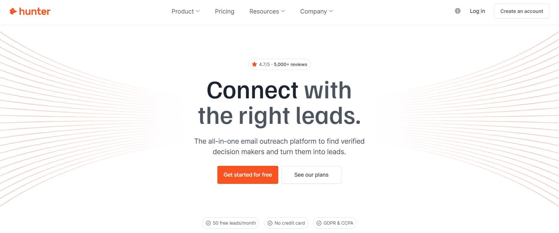 Hunter email finder and verifier used to power cold email outreach