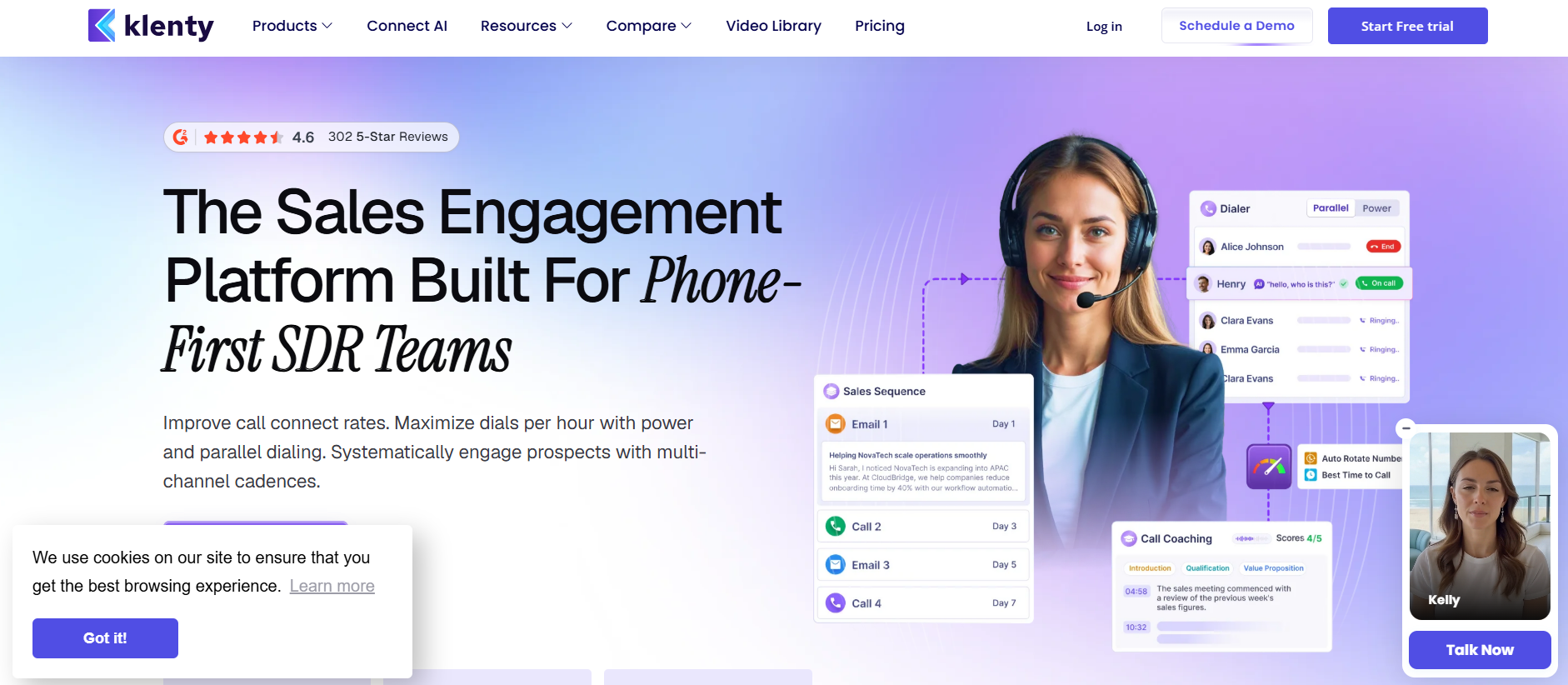 Klenty cold outreach automation with structured sales cadences and a built-in dialer