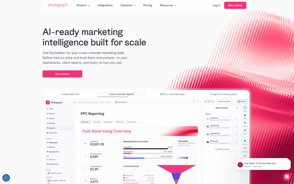 Whatagraph homepage screenshot