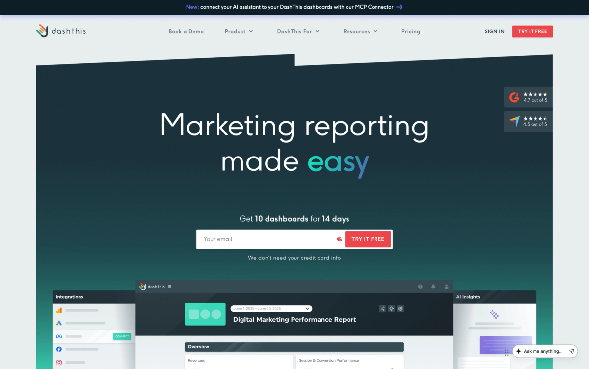 DashThis website screenshot