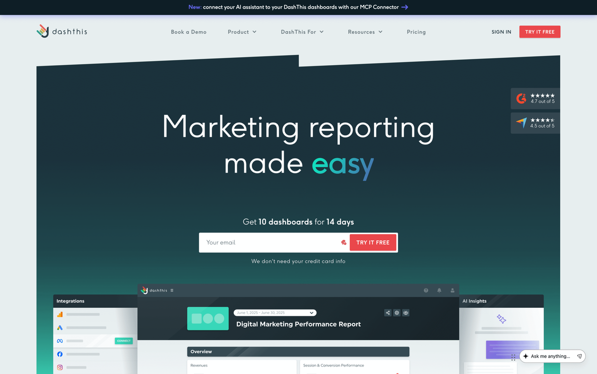 DashThis website screenshot
