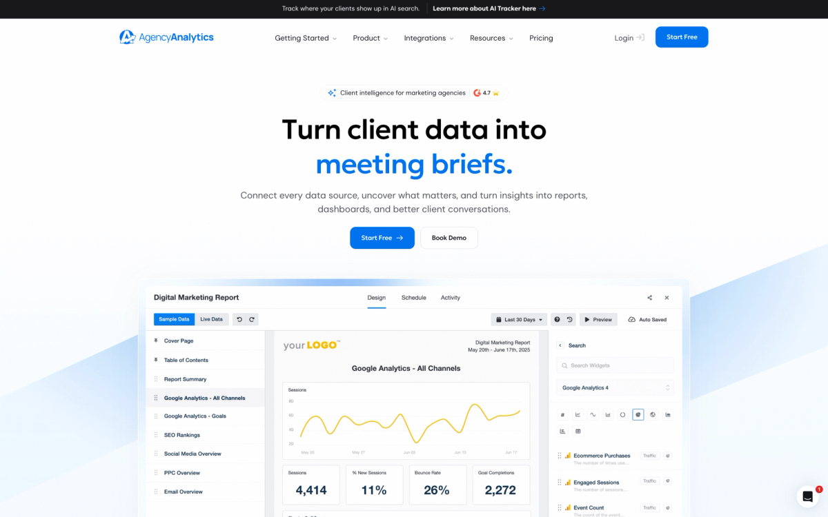 AgencyAnalytics website screenshot