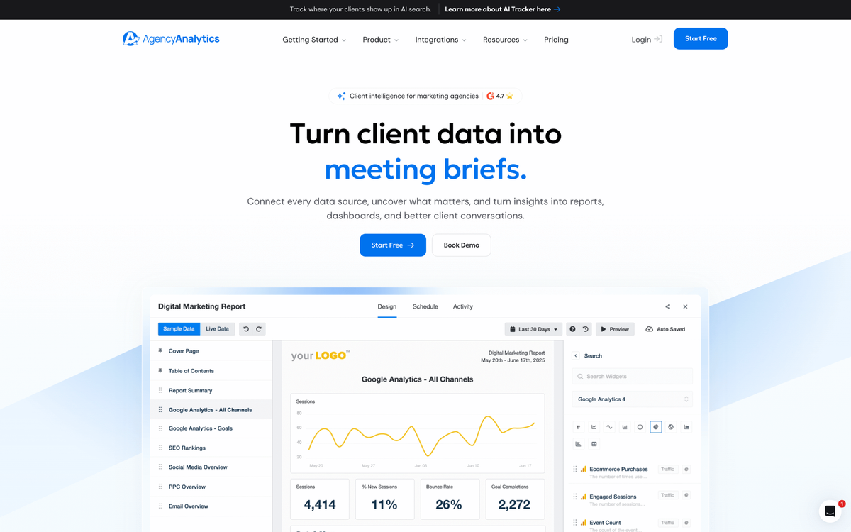 AgencyAnalytics website screenshot