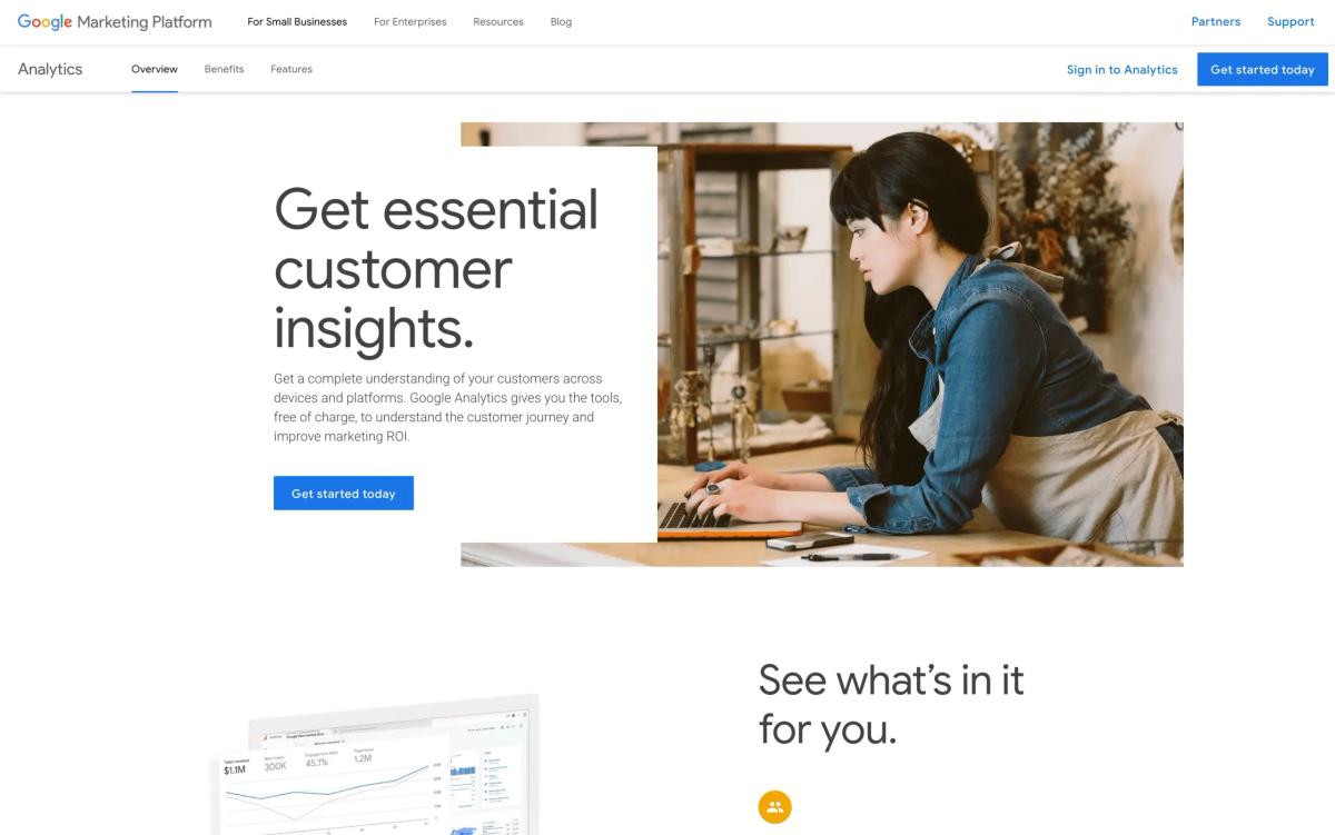 google analytics website screenshot