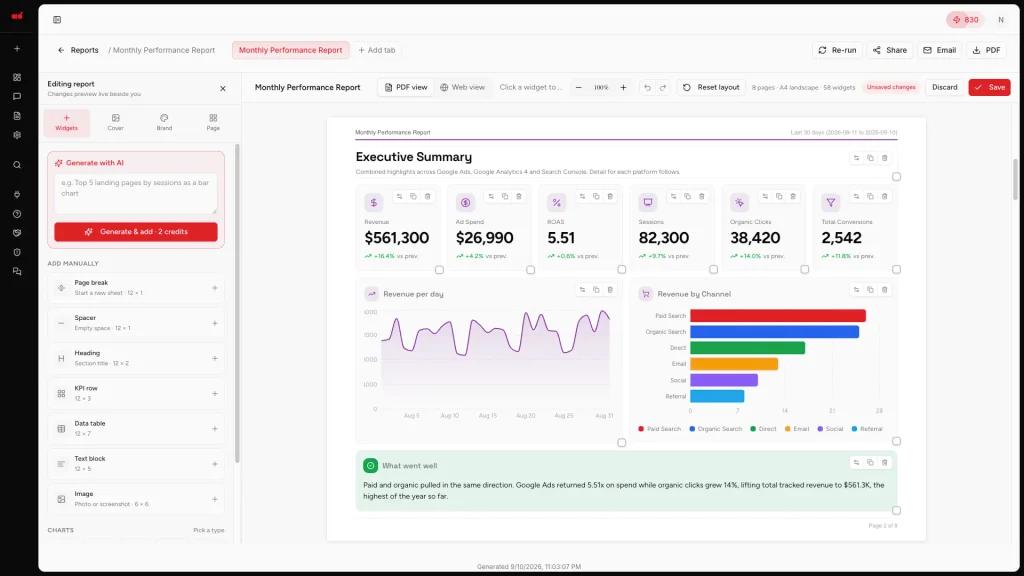 Analyse8 AI Report Builder