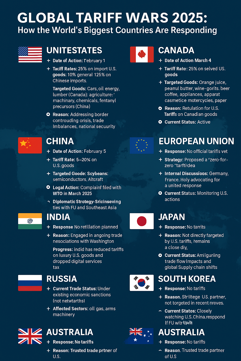 global tariff wars in 2025 countries