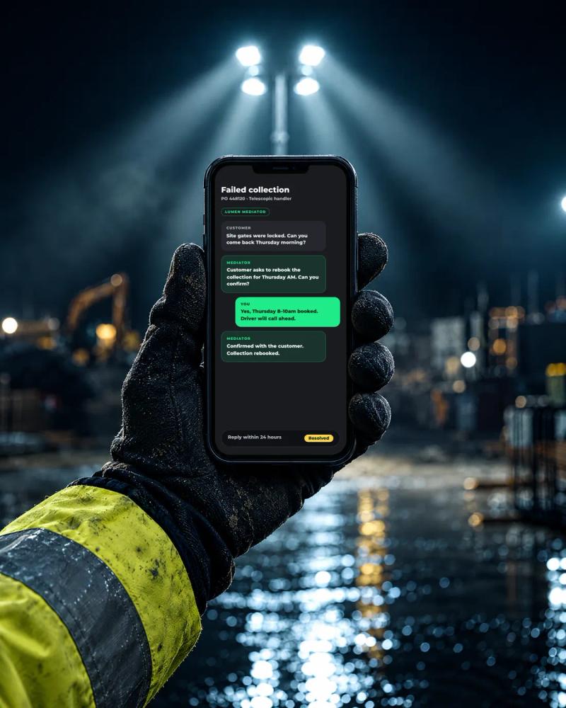 A phone showing a customer question in the supplier portal