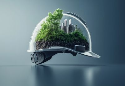 Hard hat with trees coming out of it