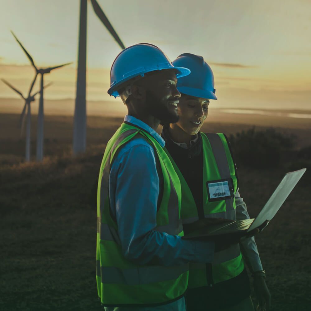 workers with a laptop