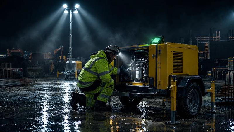 An engineer working on a broken-down machine