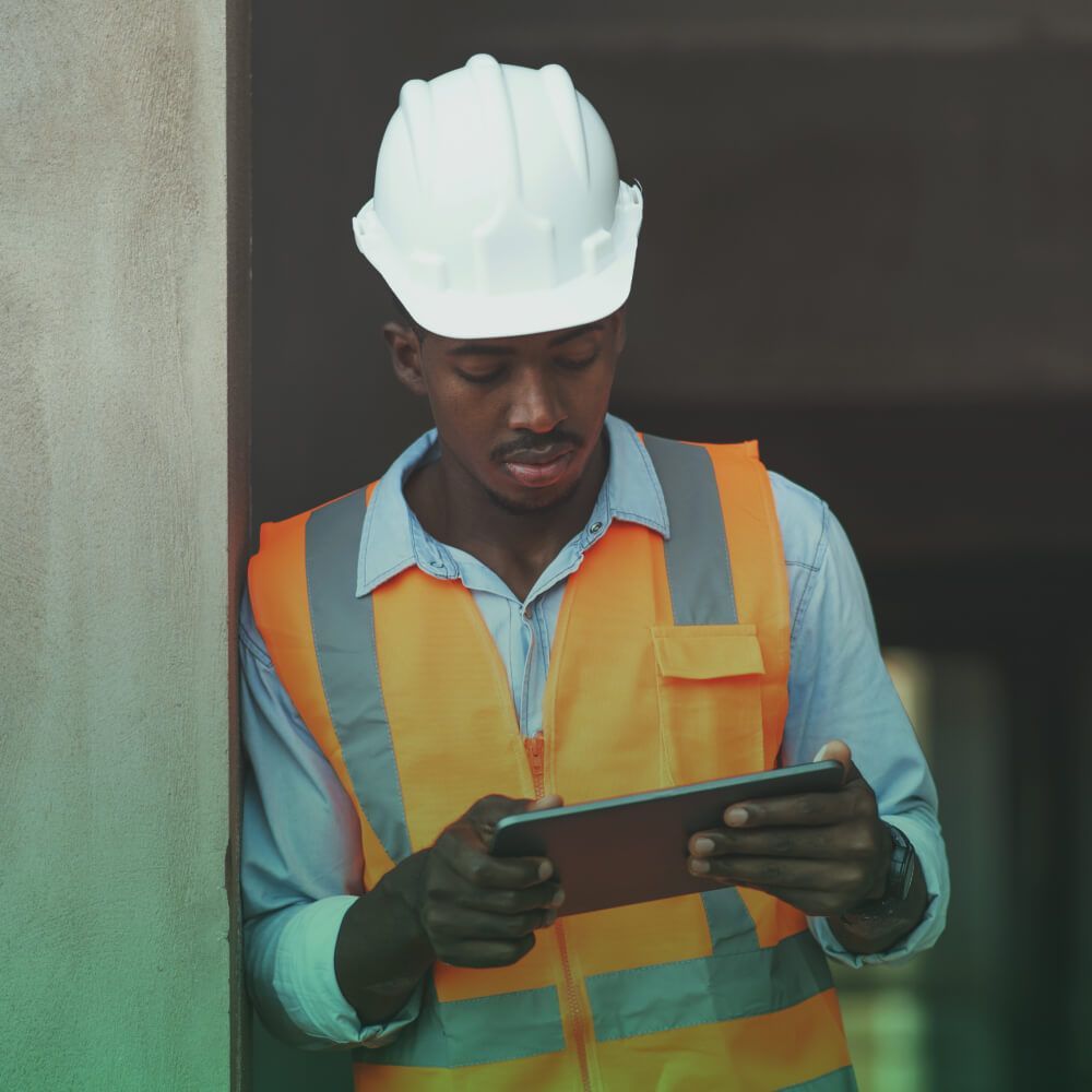 man with tablet