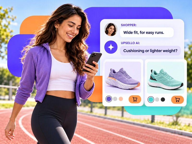 A guided shopping exchange narrows a wide-fit running-shoe request before recommending.