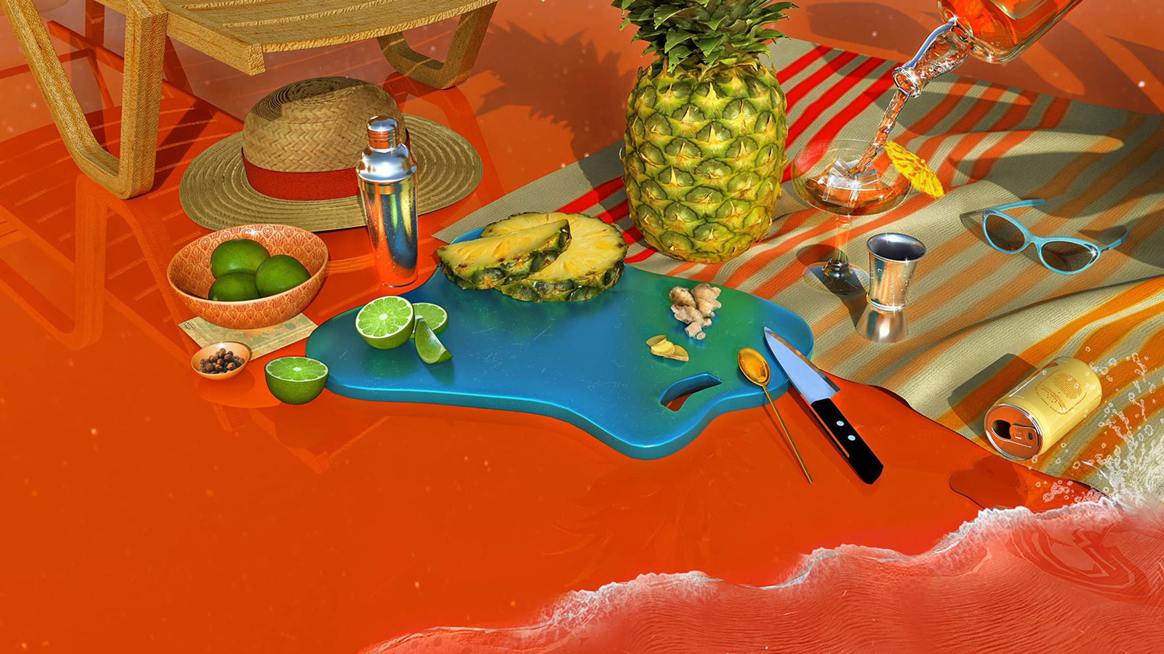 3D modeled scene for function beverage website